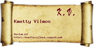 Kmetty Vilmos névjegykártya